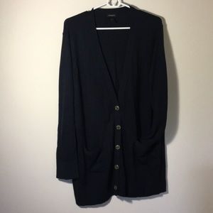 Navy blue long cardigan sweater, Ann Taylor